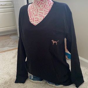 Vs pink cheetah sequin pocket long sleeve tee